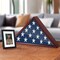 Americanflat Small Flag Display Case for Burial Flag - Fits Folded Flag - Elegant Military Flag Display Case - Plexiglass Cover - Triangle Hanging Hardware - Brown